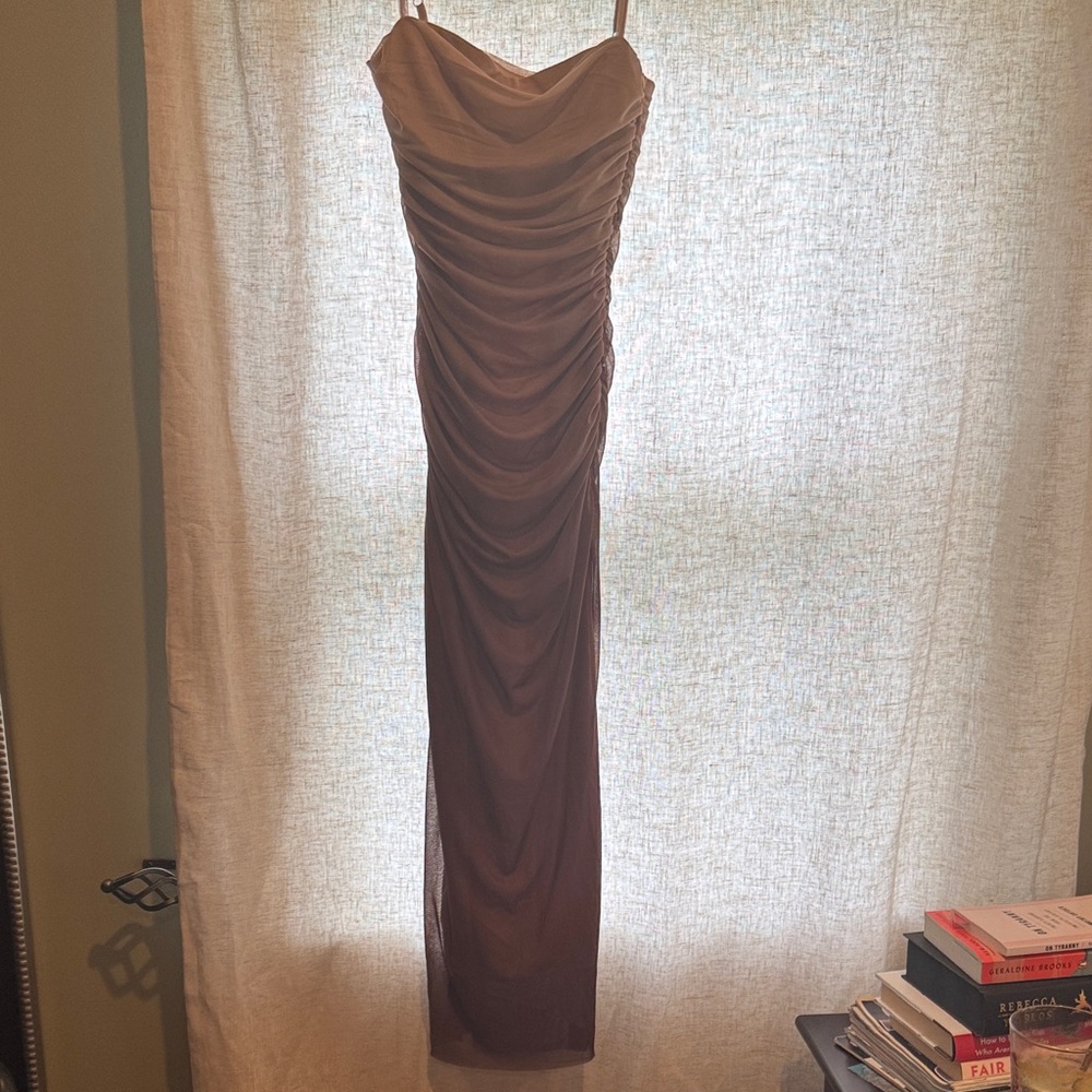 Commense Ruched ombré Brown Dress